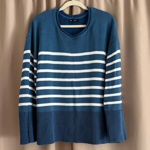 Blue and White Striped Gap Sweater